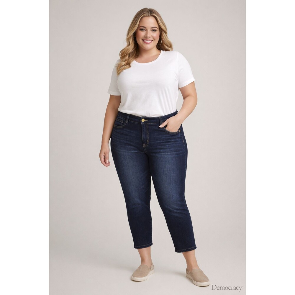 Democracy AB Solution Jeans Dark Blue Size 16 Crop Skinny Stretch